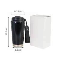 Mug à café isotherme en acier inoxydable de 410 ml avec cordon de transport portable, logo personnalisé pour les trajets quotidiens et la consommation au bureau