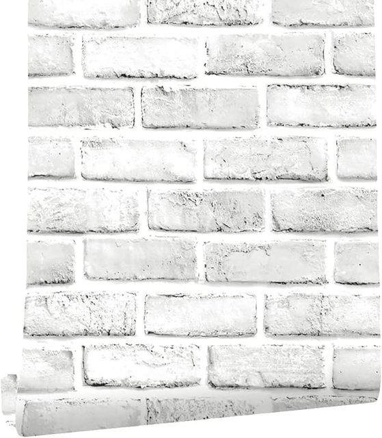 Home Kitchen 3D Brick Wallpaper Peel and Stick Contact Paper Self Adhesive Removable Waterproof White Gray Grey