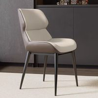 Chaise de salle à manger moderne et simple, style luxe léger, avec cadre en acier et revêtement en cuir PU, dossier multifonctionnel, tabouret design de style italien 2025