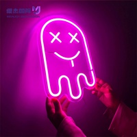 Halloween Eiscreme-Geist LED-Neonschild, Wanddekoration für Schlafzimmer, Kinderspielzimmer, Männerhöhle, Individuelles Neonlicht als Geschenk