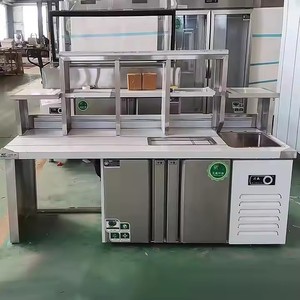 Restaurant Bubble Tea <b>Work</b> <b>Station</b> Stainless Steel Milk shop Tea Counter coffee bar refrigeration equipment container bar - Product Image 6