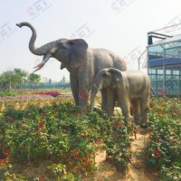 Modèles d'animaux robotiques animatroniques en métal, famille d'éléphants simulés, pour parcs zoologiques, parcs d'aventure, écoles et décoration intérieure