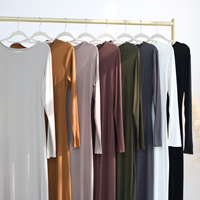 Loriya Abaya EID Damenkleider Sommer Weicher Jersey Bodycon Maxi Unterkleid Islamische Kleidung Dehnbares Abaya Muslimisches Kleid