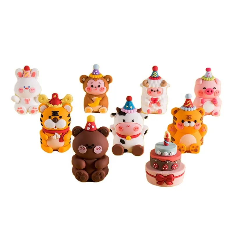 Hayvan kek Cupcake Topper hayvanlar kek dekor Mini hayvan figürleri figürler dekor peri minyatür parti Cupcake dekor
