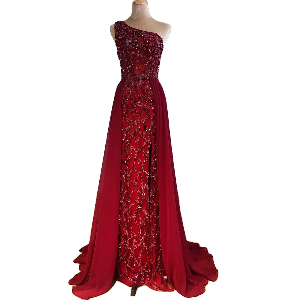 יין אדום גבוהה פיצול בת ים ערב שמלות Serene היל LA70829A המפלגה שמלות 2023 אלגנטי חרוזים נתיק חצאית לנשים