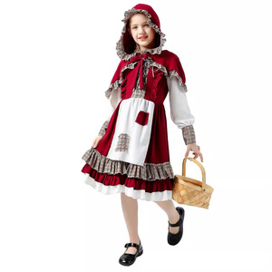 Childrens <b>Little</b> <b>Red</b> Riding Hood Costume Dress With Hood And Basket For Halloween Party Role Play 8 13 Years Spring 2025 - Product Image 1