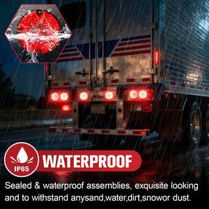 2 feux arrière ronds rouges à 17 LED de 7 pouces avec montage en surface à 4 trous pour camping-cars, camions, remorques, bus, fourgonnettes, étanches IP65 - Product Image 6