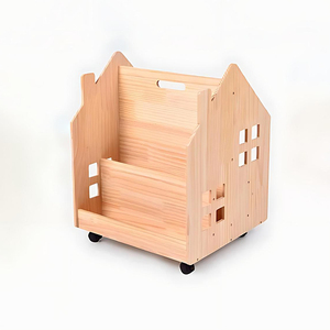Estantería de Madera con Forma de Casa para Niños, Organizador Creativo de Libros y Juguetes con Almacenamiento Abierto y Ruedas - Product Image 1