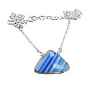 Collar de Plata de Ley 925 con Ágata Azul de Botsuana, Joyería Hecha a Mano con Piedras Preciosas Naturales, Regalos Elegantes para Niñas y Mujeres - Product Image 1