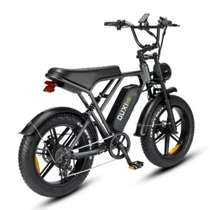 OUXI H9 48V 1000W 전기 자전거 스틸 프레임 디스크 브레이크 팻 타이어 Ebike 팻 바이크 다운 튜브 15ah 리튬 배터리