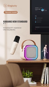 Nouveau microphone portable K12 Mini, microphone intégré, <span class=keywords><strong>karaoké</strong></span> familial à domicile, haut-parleur portable sans fil Bluetooth LED - Product Image 4