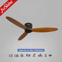 Ventilateur de plafond intelligent 1stshine 52 pouces encastré avec commande Wi-Fi, compatible vocale, pales en bois massif et télécommande