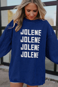 Felpa Pullover a girocollo a manica lunga da <span class=keywords><strong>donna</strong></span> con scritta in tinta unita stampa con lettere <span class=keywords><strong>senza</strong></span> <span class=keywords><strong>cappuccio</strong></span> camicia a maglia tinta unita in autunno - Product Image 2