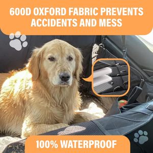 Funda ajustable para asiento trasero de coche para mascotas, impermeable, protector de hamaca para perros con cubierta de seguridad resistente para asiento trasero de coche. - Product Image 2