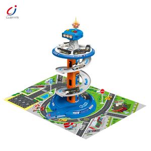 Ensemble de construction en métal moulé sous pression, <span class=keywords><strong>parking</strong></span> en spirale DIY, <span class=keywords><strong>garage</strong></span> de stationnement, ensemble de jouets de voiture, ensemble de jeu de stationnement de voiture en alliage de métal de la police - Product Image 2