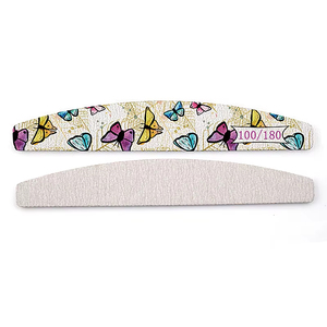 Lima de uñas de media luna de doble cara con logo impreso, grano 180/180, diseño de mariposa y flor, herramienta de manicura de plástico para pulir, para salón - Product Image 2