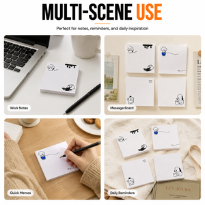 Bloc-notes autocollants mignons à motifs, papier épais, adhésif puissant sans résidu, papeterie portable pour le bureau et l'étude scolaire - Product Image 3
