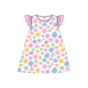 Vestido de Verano para Niña, Modelo GSD3521, Diseño Personalizado ODM, Transpirable, Antiarrugas, con Flores Coloridas, Sin Mangas, Hasta la Rodilla, Venta al por Mayor - Product Image 1