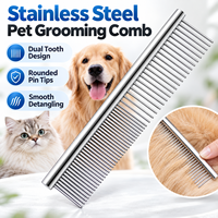 Peigne de toilettage pour animaux de compagnie en acier inoxydable, à double denture, pour démêler les poils des chiens et des chats, outil de démêlage pour poils longs et courts