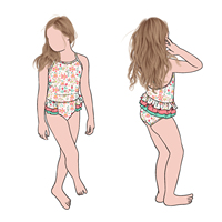 Little Glow Kid Vente en gros de maillots de bain une pièce pour filles, imprimés mignons, doux, respirants, pour tout-petits et enfants
