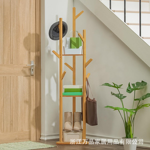 Nan Bamboo <b>Coat</b> Rack 40x24x165 Cm Multipurpose Storage With <b>Hooks</b> For Hats Scarves Bags Living Room Bedroom Scandinavian Style - Product Image 2