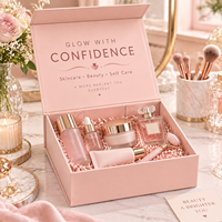 Boîte en carton magnétique pliable rose personnalisée de qualité supérieure, emballage plat pour soins de la peau, cosmétiques, soins de beauté, boîte cadeau