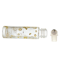 Flacon roll-on en verre de 10 ml, vide, rechargeable, avec motif chat porte-bonheur imprimé or, pour huiles essentielles et parfums, vente en gros