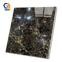 Carrelage de sol moderne pour salon, 800x800mm, en porcelaine antibactérienne, effet marbre noir brillant, bordures en briques réfractaires de luxe