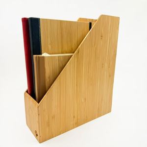 Bamboo Desktop <b>Bookend</b> 27.5x10x32cm Modern Minimalist Storage Rack For Office Organizing Documents And Papers - Product Image 2