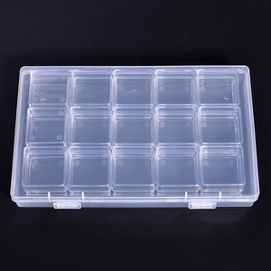 Boîte de rangement transparente pour strass de nail art KADS 15 compartiments détachables, boîte décorative pour accessoires de manucure, organisateur pour salon - Product Image 1