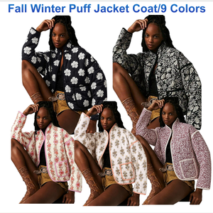 Giacca Imbottita in Cotone Trapuntato da Donna, Cappotto Invernale Stampato, Vestibilità Ampia, Caldo Abbigliamento Esterno, Manica Lunga, Comodo Streetwear Autunnale - Product Image 1