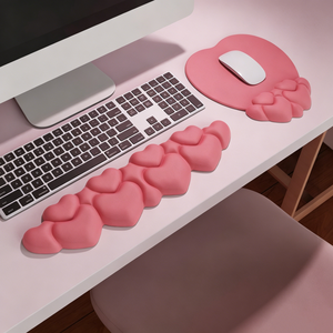 Custom Logo Ergonomic Heart-Shaped Mouse Wrist Rest Cushion Soft PU Leather <b>Memory</b> <b>Foam</b> Mouse Pad with Wrist Support for Office - Product Image 1