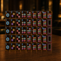 Jeu de Mahjong américain en acrylique gravé motif Tortue, Ambre, Porte-bonheur, Coccinelle, avec tapis et supports, jeu de table, cadeaux, divertissement de casino
