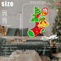 Enseigne néon LED dimmable en forme de chaussette de Noël, cloche de Noël et sapin, éclairage néon LED personnalisé, écran d'affichage électronique, cadeau