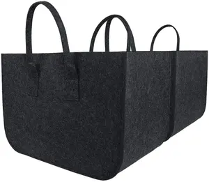 2023 Popular New Trends Soft Durable Big Capacity Wool Felt Fabric Storage Bags Custom Logo Heavy Duty Carrier Bags for Shops