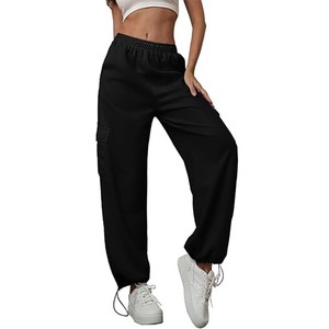 <span class=keywords><strong>Pantaloni</strong></span> Cargo <span class=keywords><strong>da</strong></span> <span class=keywords><strong>Donna</strong></span> Primaverili Stile Hip Hop, Larghi <span class=keywords><strong>con</strong></span> Coulisse e <span class=keywords><strong>Vita</strong></span> Elastica, Tinta Unita, per Jogging, Loungewear e Sport Casual - Product Image 4