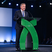 Pupitre créatif à double arc en verre trempé vert, table de réception, lutrin de cérémonie pour événements