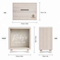 Boîte à Économies en Bois de Paulownia Massif Style Nordique avec Fenêtre Acrylique Transparente, Tirelire Unidirectionnelle pour l'Éducation des Enfants
