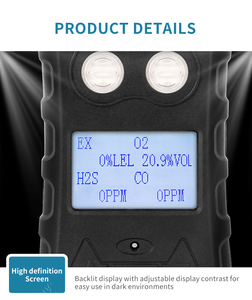 DUOTESI Détecteur de gaz multi-gaz portable 4 en 1 O2 / CO / H2S / Gaz combustible avec écran LCD - Product Image 2
