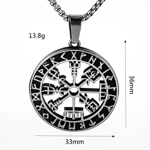 Yunnique Stainless Steel Men's Pendant Necklace with Viking Runes Asymmetrical Geometric Design for Gift Clothing Matching - Product Image 5