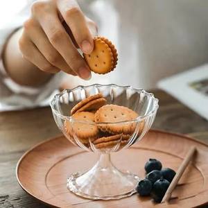 Verres à vin sur pied transparents, style vintage, faits main, soufflés à la bougie, élégants, pour pudding et crème glacée - Product Image 6