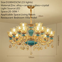 Lámpara de Araña de Cristal Vintage Europea para Sala de Estar, Dormitorio, Hotel, Villa, Lámpara Colgante LED de Lujo para Decoración del Hogar