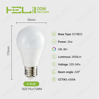 Nouveauté Ampoule LED 25W 2050LM avec angle de faisceau de 220° CRI 80+ Télécommande pour usage résidentiel, hospitalier et scolaire Culot E27/B22