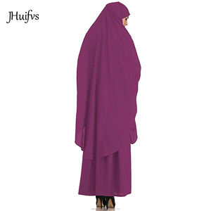 2020 Latest Design Solid Color Stretchy Two Piece Muslim <strong>Prayer</strong> Abaya Dress Long Hijab Islamic <strong>Clothes</strong> - Product Image 5