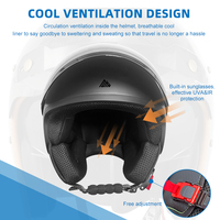 Casque de moto léger, personnalisé, anti-buée, en ABS, course moto, intelligent, noir, rétro, vintage, demi-face ouvert