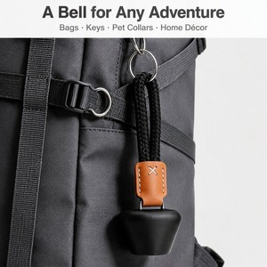 <span class=keywords><strong>Llavero</strong></span> de campana de metal mate con correa de cuero trenzada, amuleto EDC para mochila, diseño artesanal para senderismo - Product Image 3