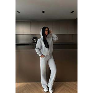 Survêtement gris confortable et respirant, style Rodeo, imprimé délavé, streetwear personnalisé à capuche, coupe-vent pour l'hiver, grandes tailles - Product Image 3