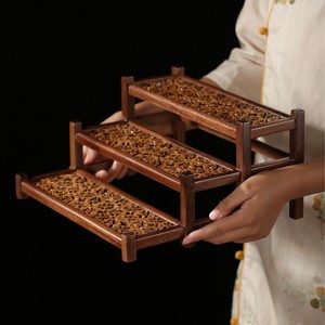 Chinese Style Solid Wood Walnut Multi Layer Tea Set Storage Shelf Desktop Tea Ceremony Cup Drying Rack - Product Image 1