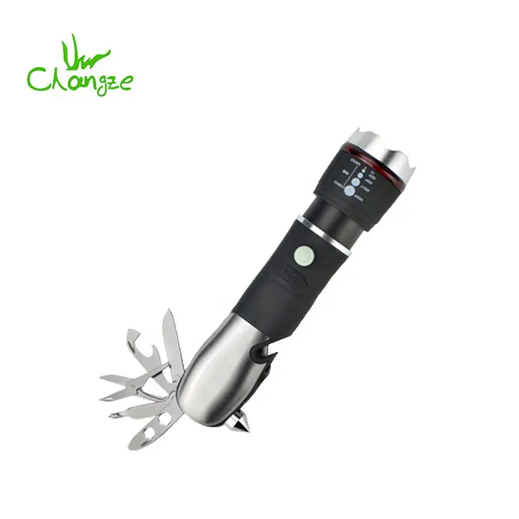 CZ-SHF-06 USB Rechargeable Plastic Zoom Strong Light Safety Hammer Multi Tools LED Light Torch