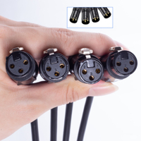 PKnight 1 Pasang Kabel Ekstensi STP RJ45 Cat5/6 4-Channel XLR 3-Pin 1m Adaptor Breakout Sinyal Audio XLR Male/Female Aluminium LED